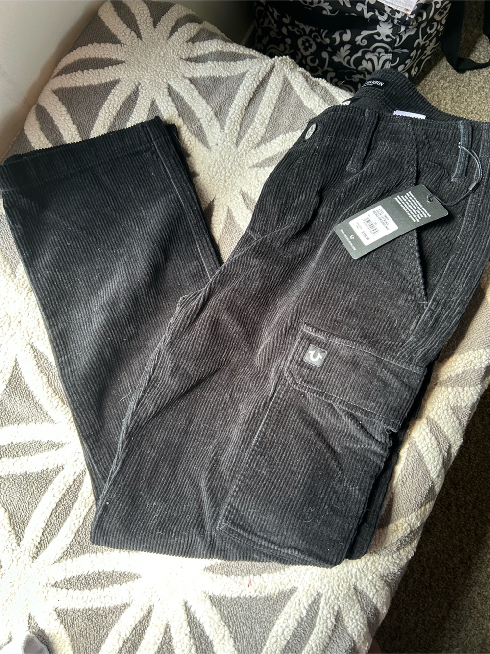 True Religion Black Corduroy Vintage Pant